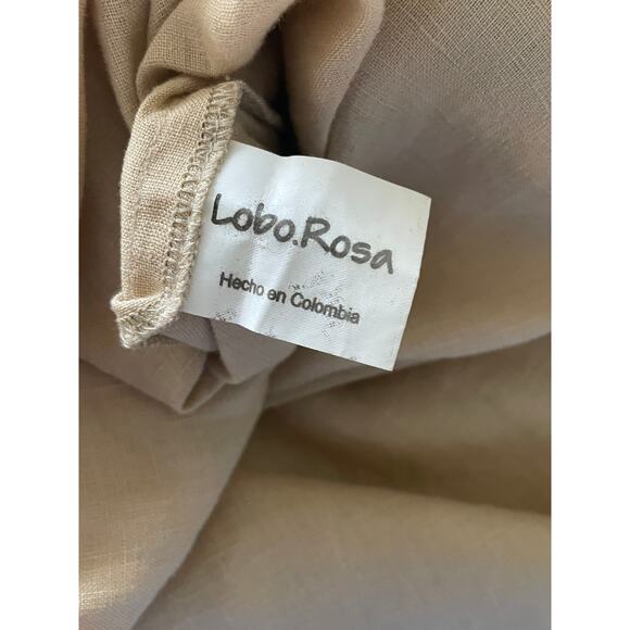 Lobo Rosa Tan Linen Long Maxi Off Shoulder Mimi Dress - Picture 8 of 9